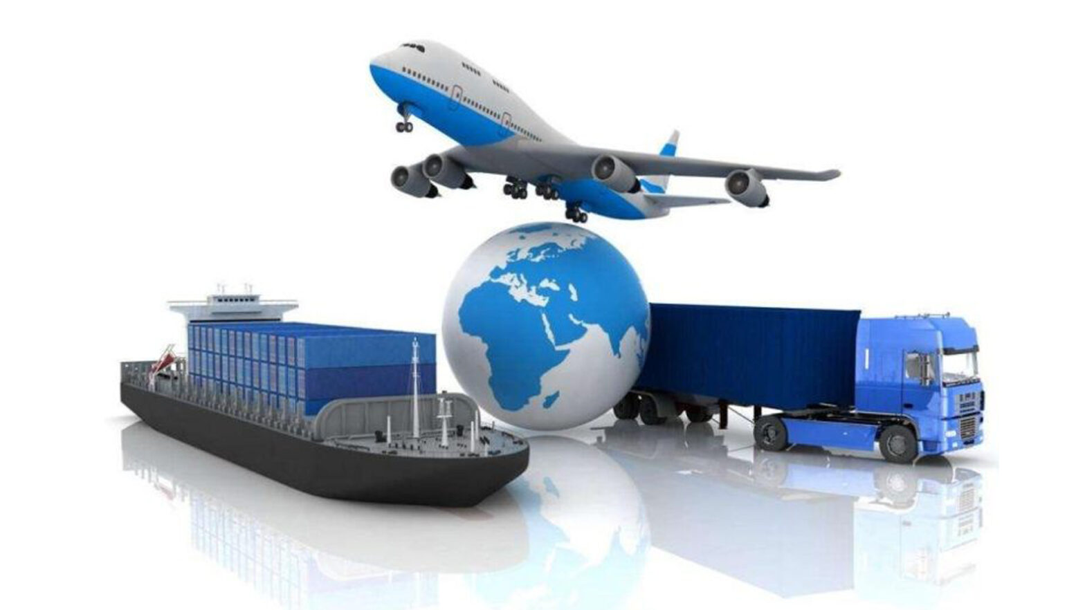 Global freight forwarding process with air, sea, and land transport options